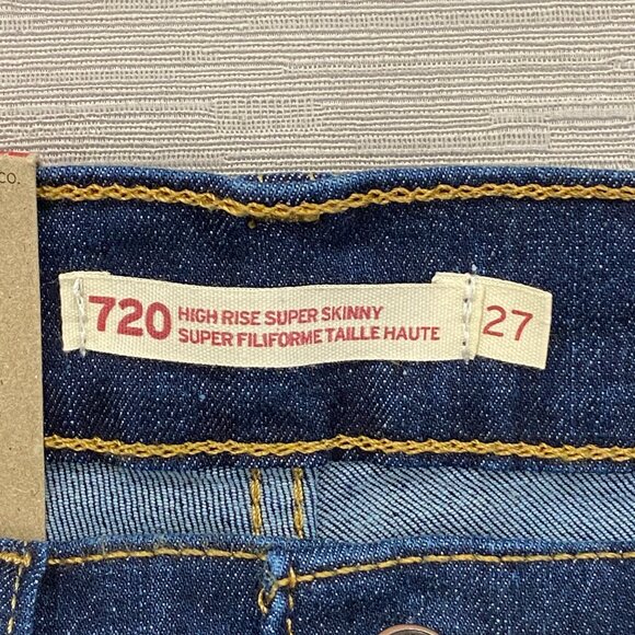 Levi's 720 Jeans Womens 27 x 30 High Rise Super Skinny Medium Wash Stretch Denim - Picture 6 of 15